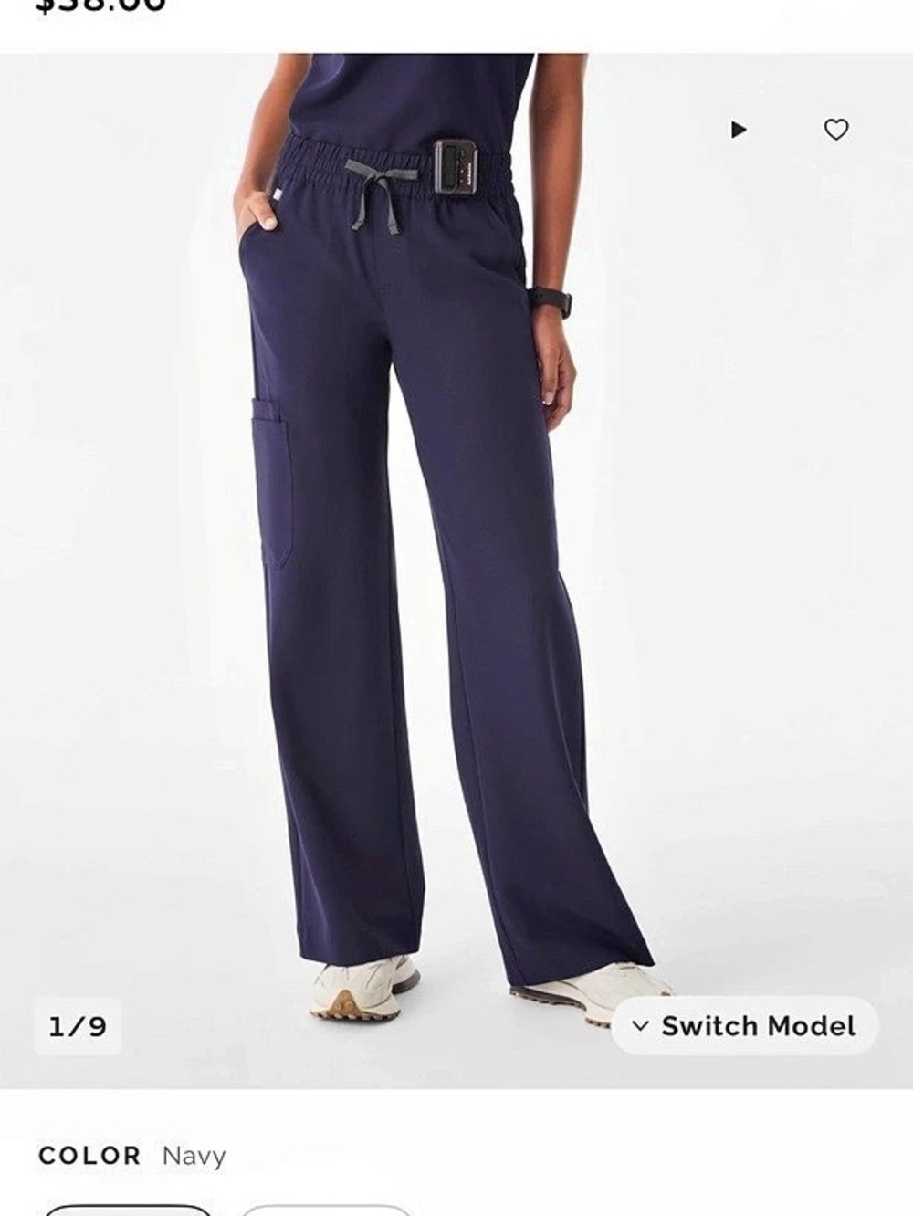 FIGS Isabel High-Rise Wide-Leg Scrub Pant Pants Blue XL